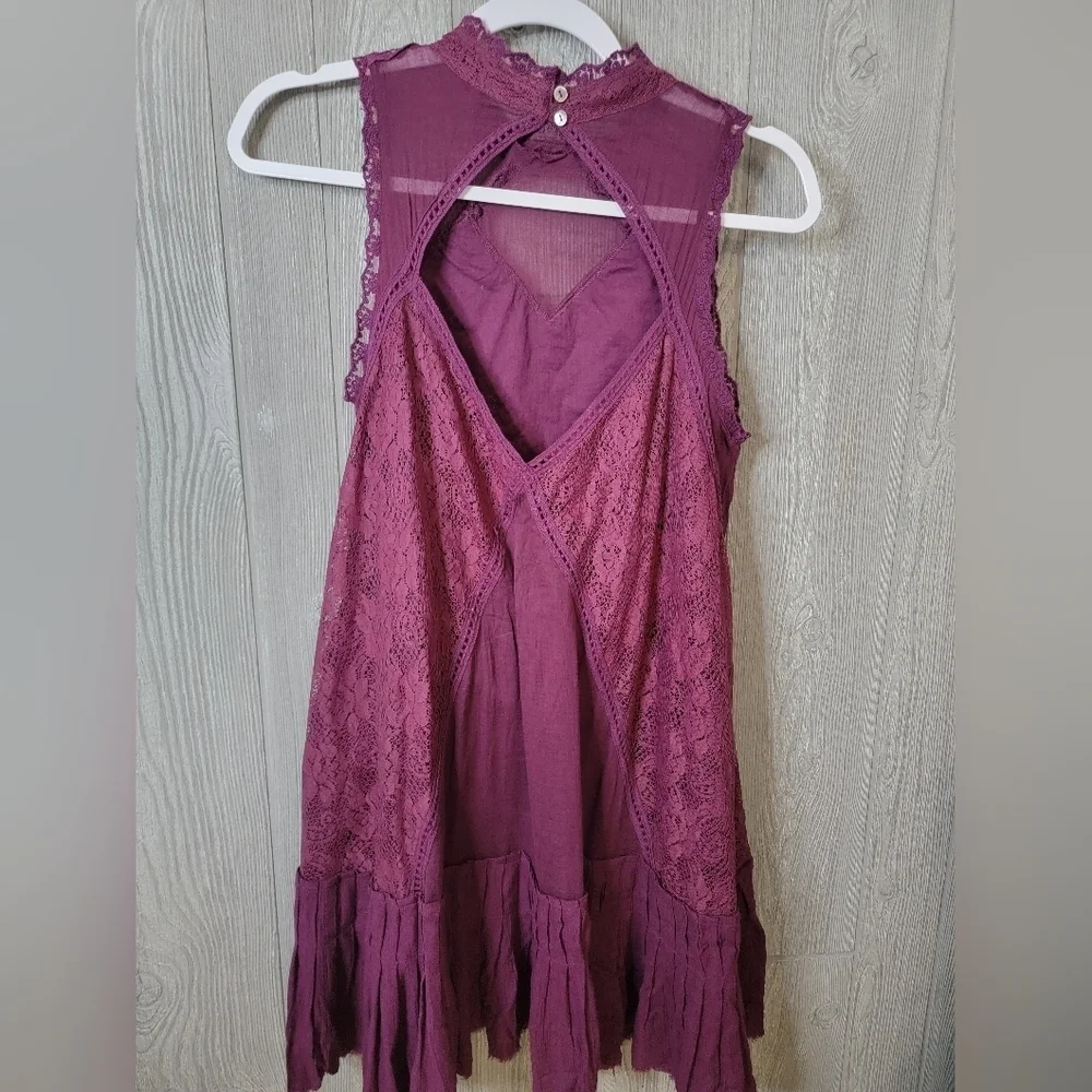 Free People Deep Cranberry Knit Top